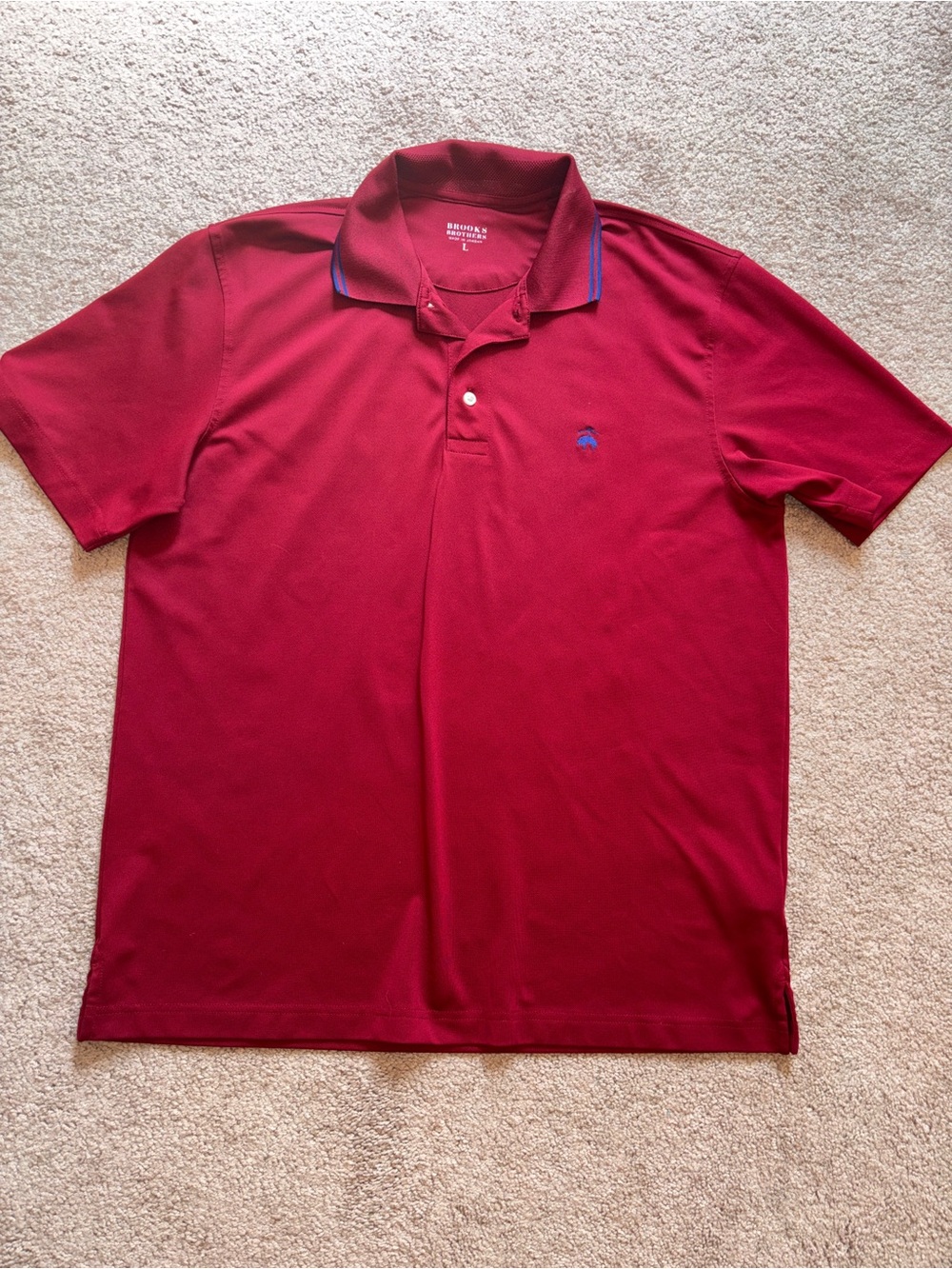 Brooks Brothers Red Short-Sleeve Polo with Blue Contrast Trim L